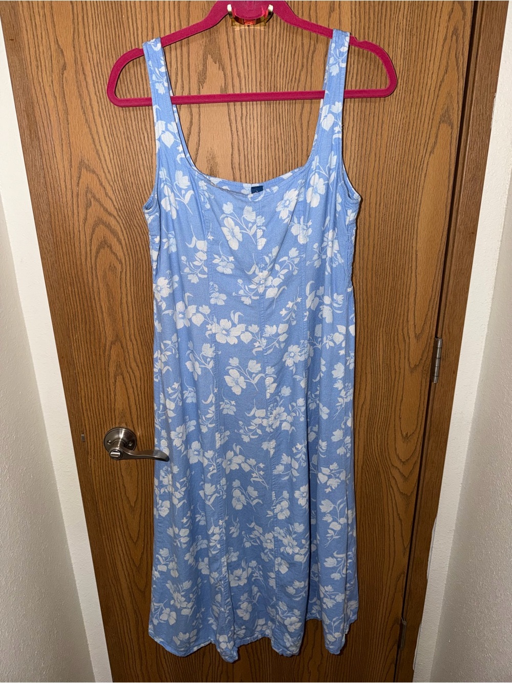 Old Navy Blue and White Floral Sleeveless Dress Size Large Tall